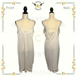 Vintage Bari White Nightgown Union Made ILGWU ERBA Lace size 44 Adjustable
